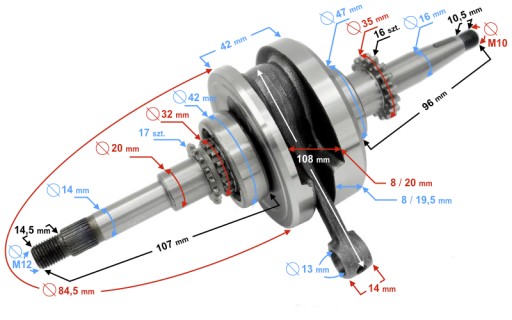 WKOJOY019 - Коленчатый вал для скутера 4T 50-80 cc