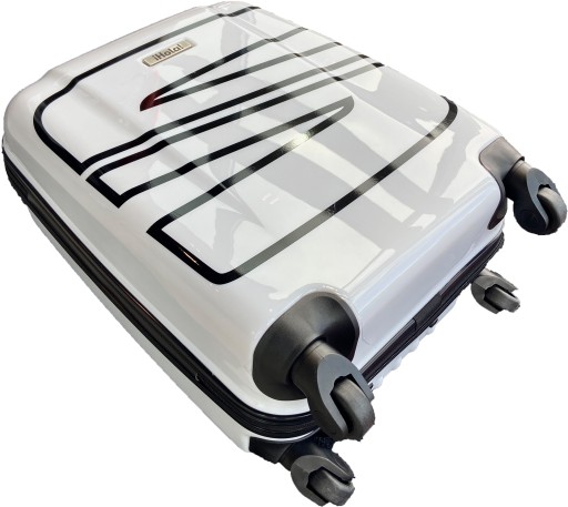 Білий салонний чемодан на колесах