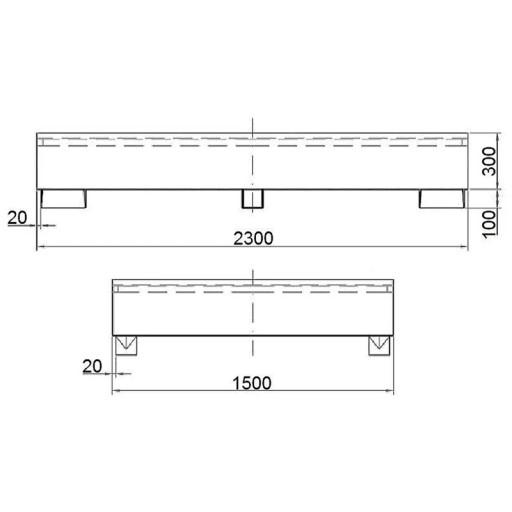 Поддон для бака IBC паллетного контейнера MAUZER 2 x 1000л