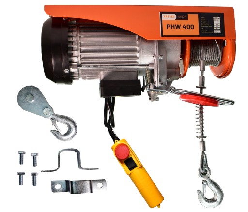 Электрическая лебедка 400кг стальной трос 18м 230В