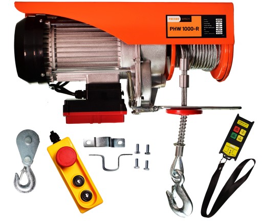 Электрическая лебедка 500/990 кг, вертикальная тросовая лебедка, 18 м, беспроводное управление