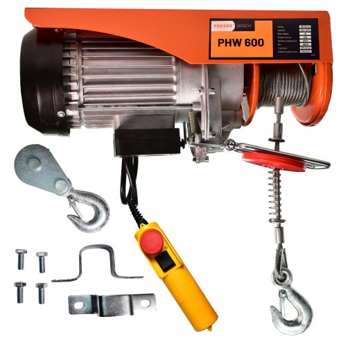 Лебедка электрическая строительная мастерская 300/600 кг трос 18м 230В