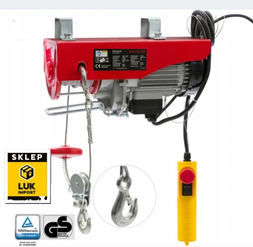 Лебедка канатная 1000 Вт - стальной электрический трос 200 кг AR-HE-SW200