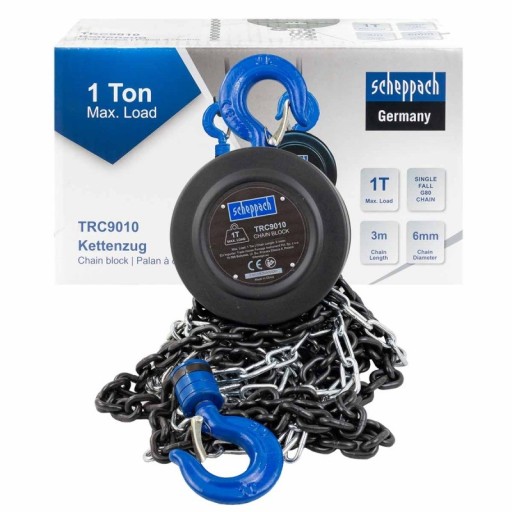 Лебідка ручна ланцюгова лебідка 1Т ланцюг - 3м TRC9010 SCHEPPACH