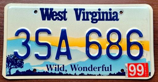 Западная Вирджиния, 1999 г. - номерной знак США.
