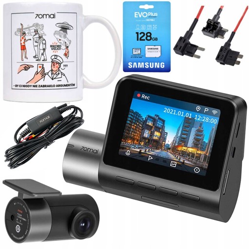 Видеорегистратор 70mai A500S спереди и сзади + 128 ГБ+ ACC