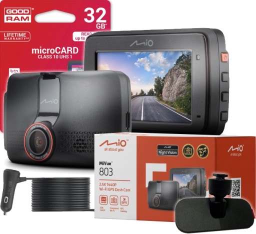 Видеорегистратор MIO MiVue 803 1440p 2,5K 140° Wi-Fi GPS + карта 32 ГБ