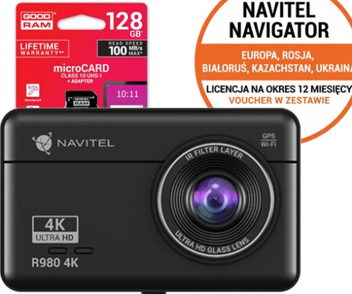 NAVITEL R980 4K GPS видеорегистратор SONY + карта 128Гб