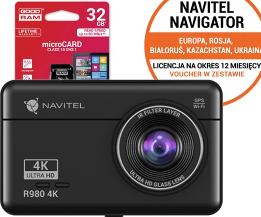 NAVITEL R980 4K GPS-видеорегистратор SONY сенсор + карта 32ГБ