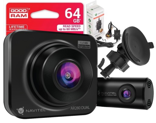 Видеорегистратор Navitel AR280 Dual FHD Передняя задняя + смартбокс + карта на 64 ГБ