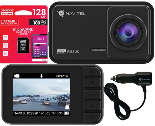 Відеореєстратор Navitel R285 2K 140° водіння USB-C + карта 128 ГБ