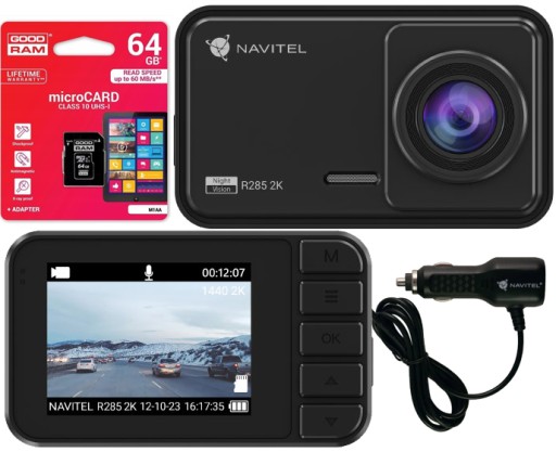 Відеореєстратор Navitel R285 2K 140° драйвовий рекордер USB-C + карта 64 ГБ