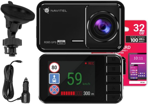Navitel R385 2K GPS-регистратор + карта 32 ГБ