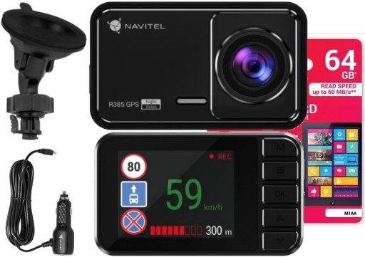 Navitel R385 2K GPS-регистратор + карта на 64 ГБ