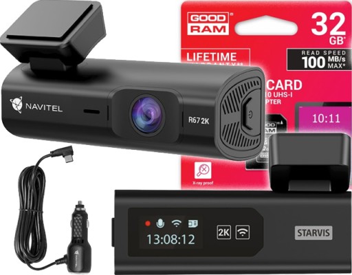 Автомобильный видеорегистратор Navitel R67 2K 1440p SONY + карта 32Гб