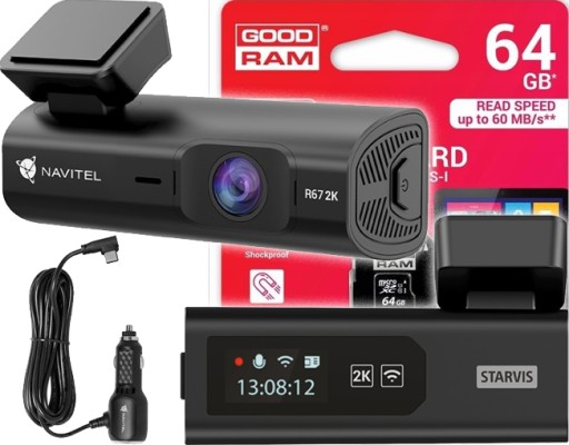 Автомобильный видеорегистратор Navitel R67 2K 1440p SONY + карта 64ГБ