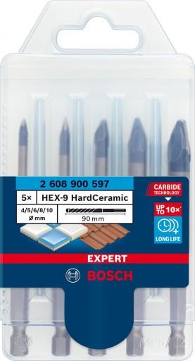 Дрель Bosch EXPERT HardCeramic HEX-9, набор сверл 4/5/6/8/10мм, 5 шт.