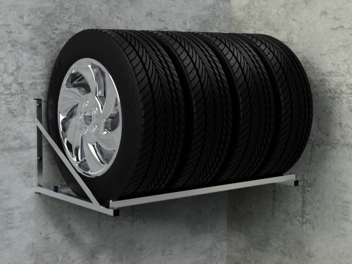 Вішалка для 4 шин Колеса Полиця Настінна Полка ПОЛЬСЬКИЙ ВИРОБНИК Алюмін