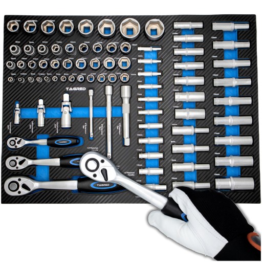 Вставка для инструментальной тележки Набор крепких головок для соединений, удлинителей, 80 шт.