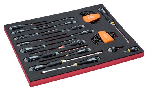 Інструментальна вставка 34 елементи - шестигранні ключі PŁ, PH, PZ, TORX, BAHCO