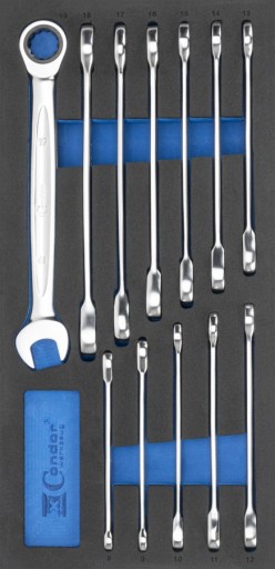 Вставка тележки, рожковые ключи. с трещоткой 12 шт.