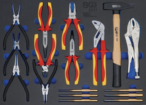 Вставка ящика 3/3: набір плоскогубців, пробійники, молоток