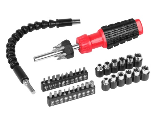 Викрутка з гнучким подовжувачем, бітами та головками