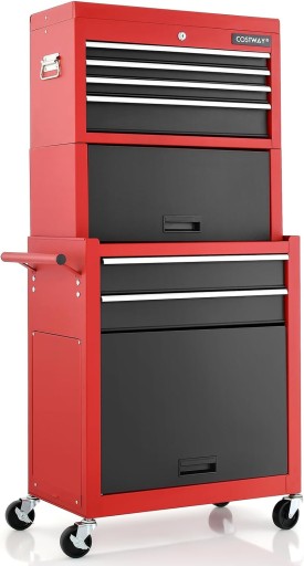 Візок для інструментів 2 в 1 на візках, 61,5 x 33 x 132 см (чорний + червоний)