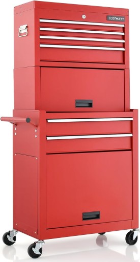 Візок для інструментів 2 в 1 на візках, 61,5 x 33 x 132 см (червоний)
