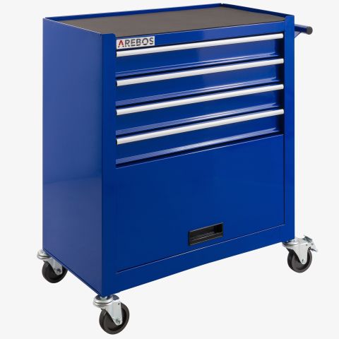 Тележка для инструментов, шкаф для мастерской, 4 ящика и полка AREBOS синий