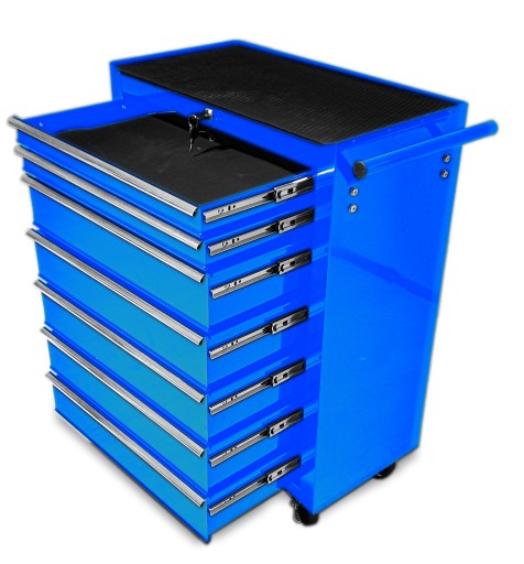 Тележка для инструментов, шкаф для мастерской с 7 ящиками, ПОДНЯТЫЙ, синий