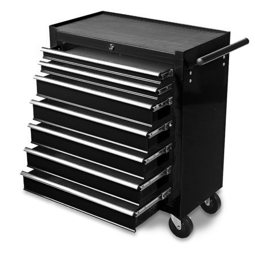 Тележка для инструментов, шкаф для мастерской, 7 ящиков, цвет ЧЕРНЫЙ