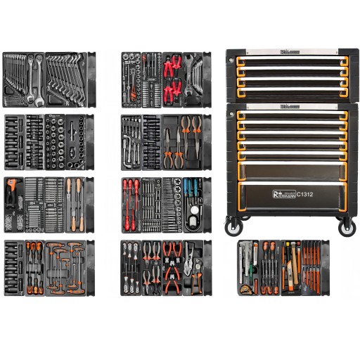 Тележка для инструментального шкафа, оборудование, 11 ящиков, 736 элементов Richmann