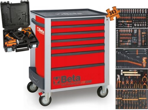 Шафа-візок для майстерні BETA BW2400S/R7+343 ел + дриль та гайковерт ударний