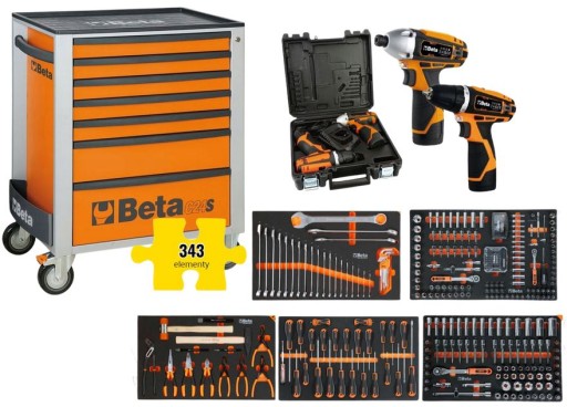 Візок майстерня з інструментами 343 шт. шафа + 1972/K12V-COMBO BETA C24S7