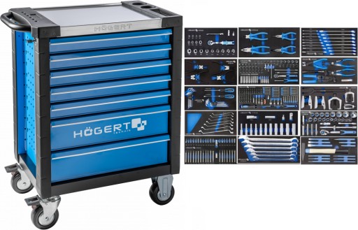 Тележка инструментальная 346 СТ. HOGERT шкаф для мастерской с 7 ящиками HT7G051