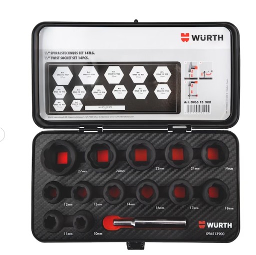 Набір спіральних головок Wurth 1/2 дюйма, 14 шт.