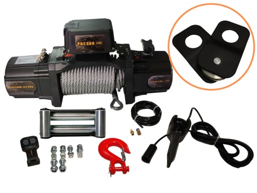 Лебедка Presko PEW12000-12V-EVO 5.4T 12000lbs для бездорожья + шкив 12000lbs