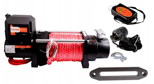 Лебедка электрическая PRESKO WINCH 5,5 T 12V синтетический трос Автомобильный прицеп