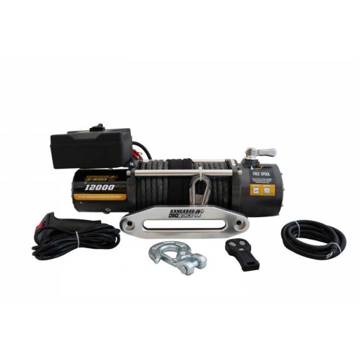 Лебедка автомобильная «Кенгуру» 12В, тяга 5443 кг, синтетический трос