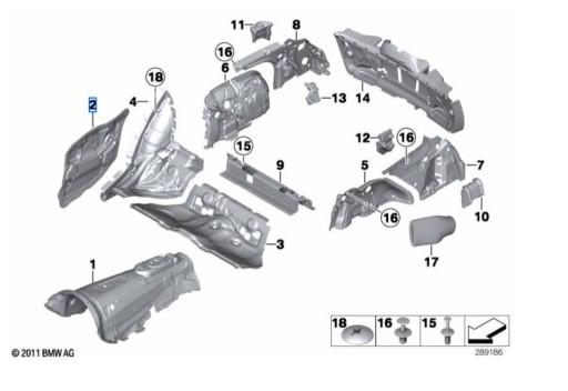 Звукоизоляция дверей BMW 5 серии OEM № 51487366708