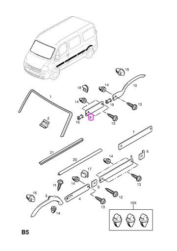 Бічна планка формована OPEL MOVANO A MASTER 9161653 ОРИГ.НОВА