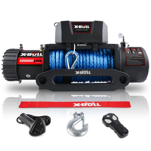 ЛЕБЕДКА ДЛЯ ЭЛЕКТРОМОБИЛЯ X-BULL 12000 12 В 5,5 Т 4x4 СИНТЕТИЧЕСКИЙ ТРОС