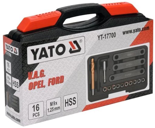 YATO - 17700 - РЕМКОМПЛЕКТ РЕЗЬБЫ ТОРМОЗНОГО СУППОРТА, КОРПУС, 16 ПРЕДМЕТОВ.