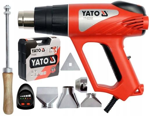 ЕЛЕКТРИЧНА ТЕПЛОВА ГАРМАТА YATO 2000 Вт 50~550°c АКСЕСУАРИ LED КОРПУС + НАСАДКИ