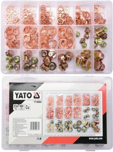 YATO - НАБІР МІДНИХ ШАЙБ ТА МЕТРИЧНИХ МАСЛОЗЛИВНИХ ПРОБОК 534EL