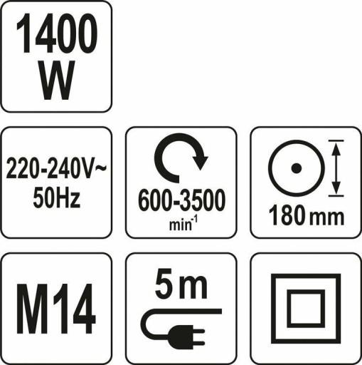 ПОЛІРУВАЛЬНА МАШИНА YATO 1400W 180MM 600-3500 RPM M14