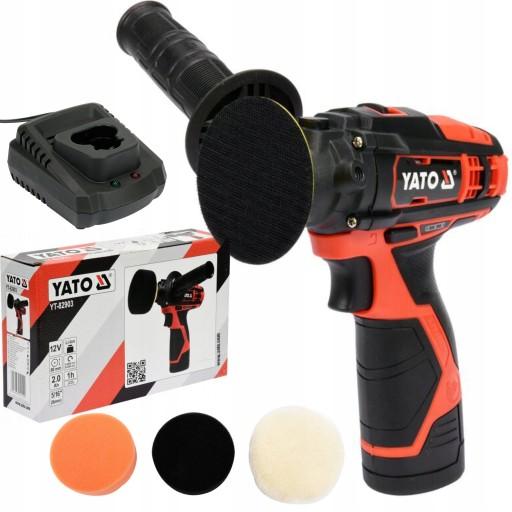 АККУМУЛЯТОРНАЯ ШЛИФОВАЛЬНАЯ МАШИНА YATO 12 В + 3 ГУБКИ YT-82903