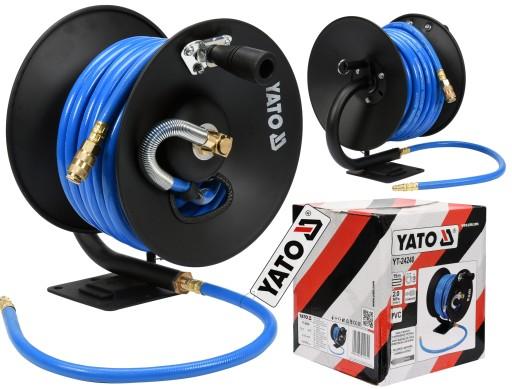 ПНЕВМАТИЧНИЙ ШЛАНГ YATO НА КОТУШЦІ 15м х 10мм З ШВИДКИМИ З'ЄДНАННЯМИ YT-242