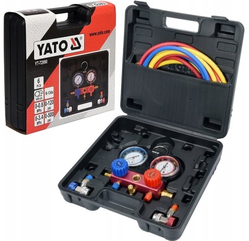 КОМПЛЕКТ YATO ДЛЯ СИСТЕМИ КОНДИЦІОНУВАННЯ R-134A 6 ЕЛЕМЕНТІВ YT-72990
